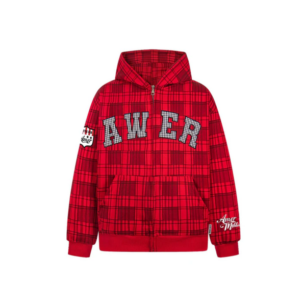 Plaid Logo Hoodie - Cotton Pullover