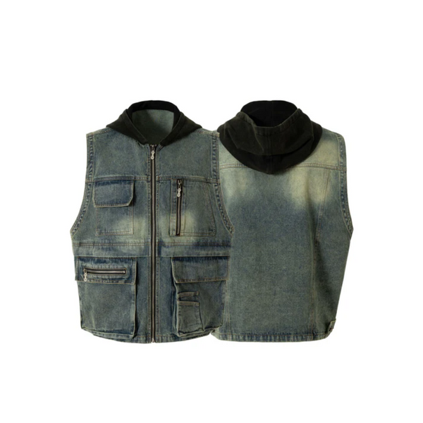 Multi-Pocket Denim Vest - Cotton Utility Vest