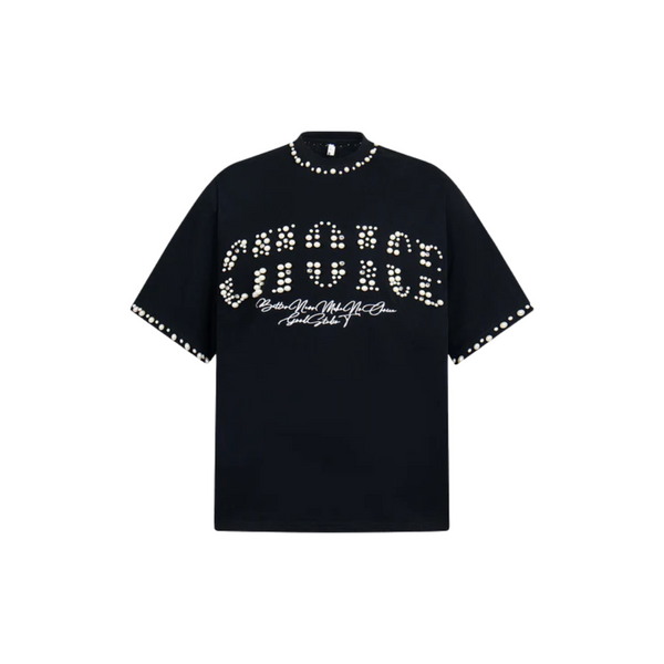 Pearl-Embellished Statement Tee