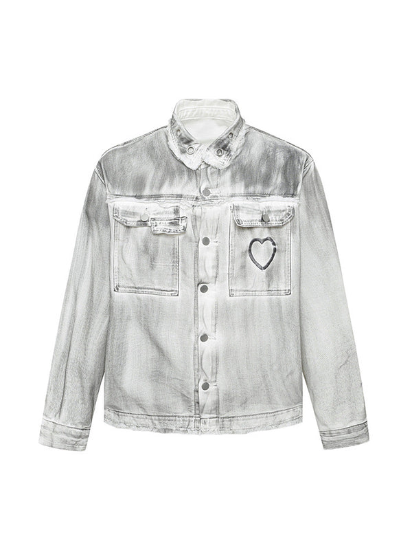 Hearth Washed Distressed Denim Embroidery Jacket