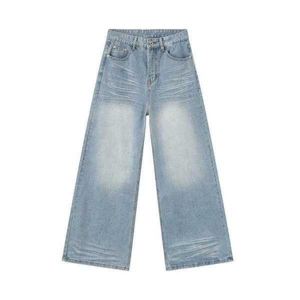 Blue Wide Leg Baggy Denim Jeans