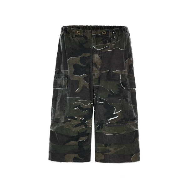 Camo Cargo Multi Pocket Long Shorts
