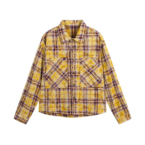 Colorful Plaid Pocket Full Zip Jacket