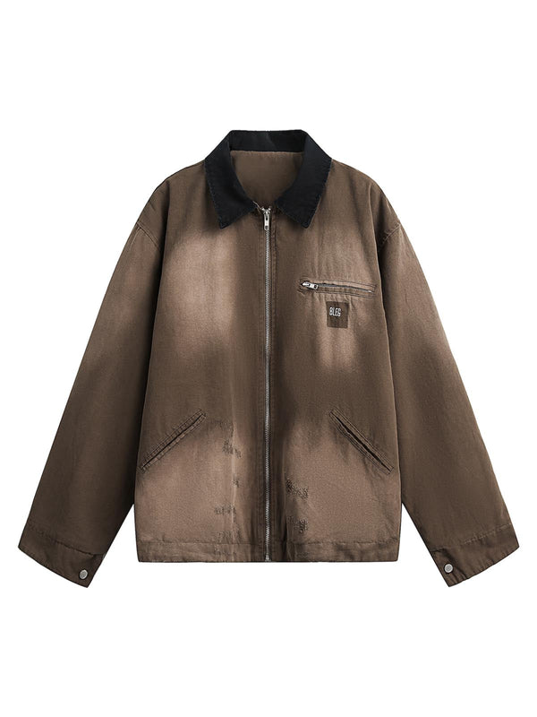 Contrast Collar Work Jacket