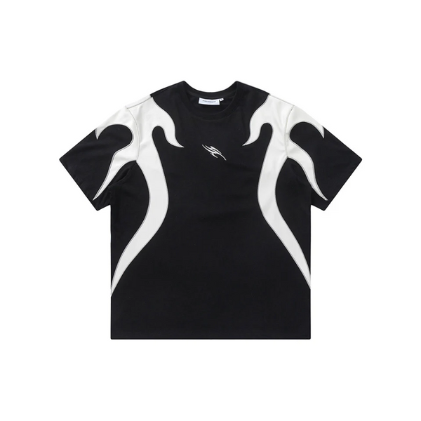 Contrast Flame Patch Embroidered T-Shirt