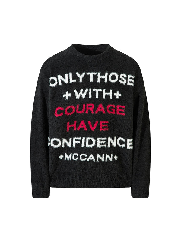 Courage Statement Text Knit Sweater
