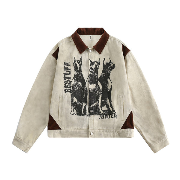 Doberman Graphic Print Workwear Jacket