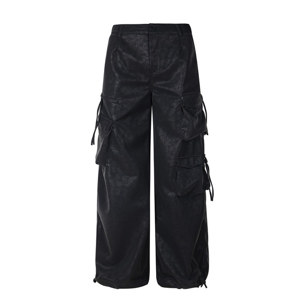 Faux Leather Cargo Pants
