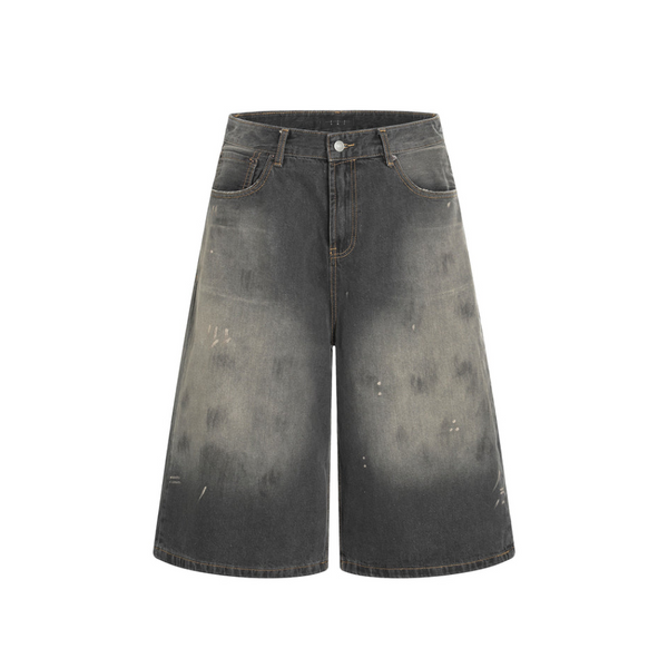 Gradient Distressed Wide Leg Jorts