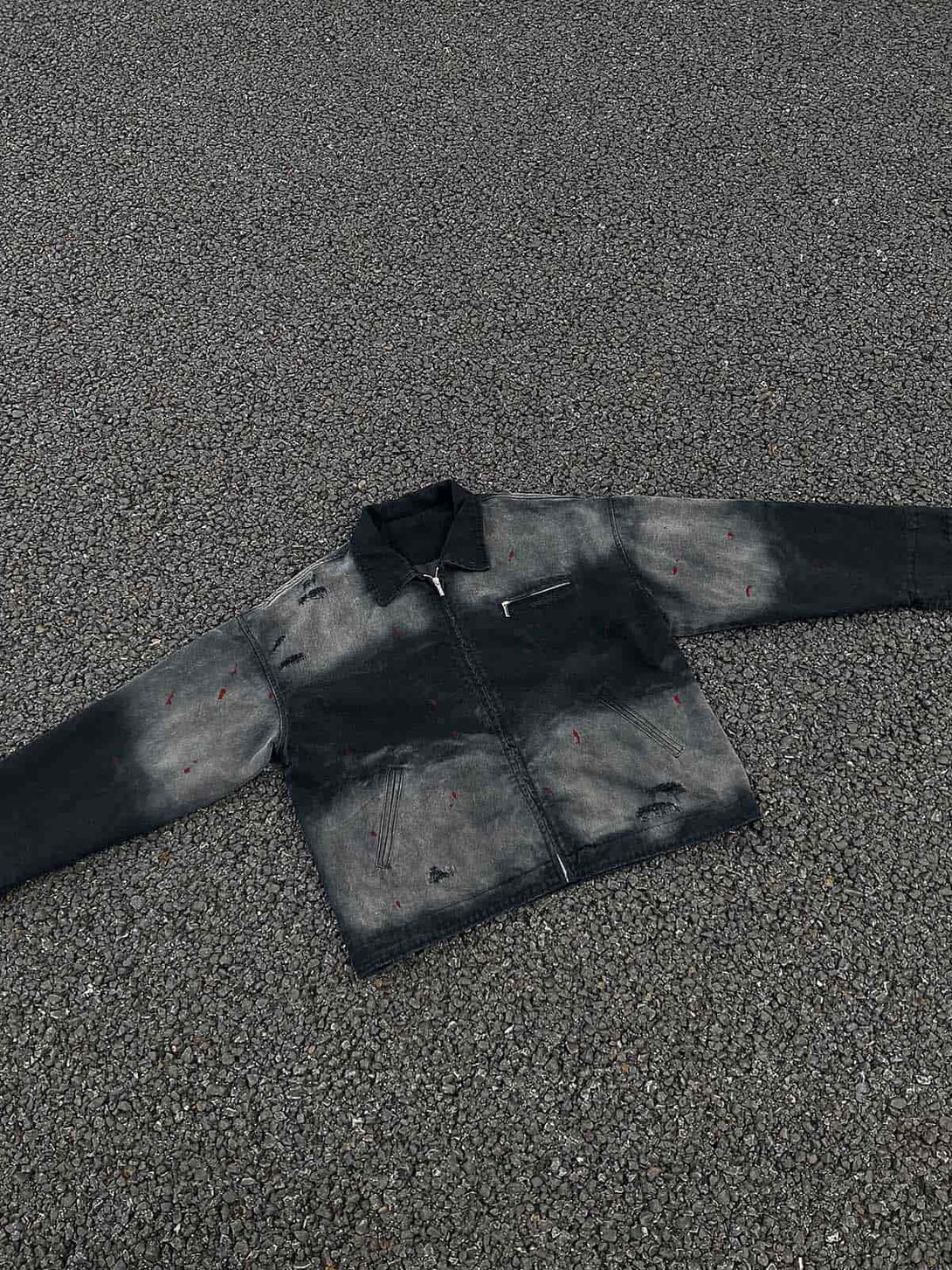 Gradient Wash Paint Jacket on the floor surface