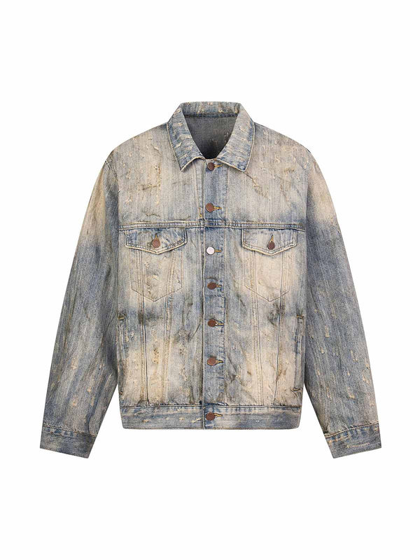 Heavily Distressed Vintage Denim Jacket