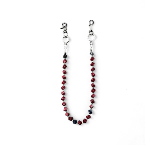 Ink-dyed Acrylic Red Beads Wallet Chain