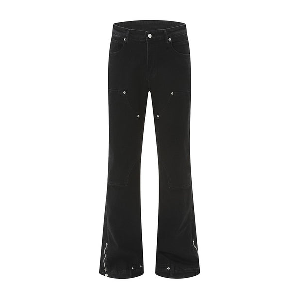 Inverted Carpenter Double Knee Zipper Micro Flared Jeans