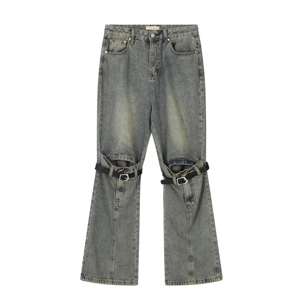 Knee Strap Flare Jeans