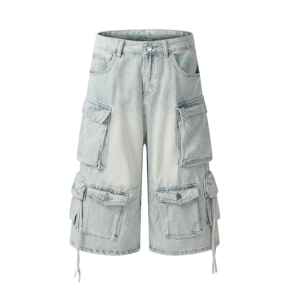 Light Blue Cargo Multi-Pocket Jorts
