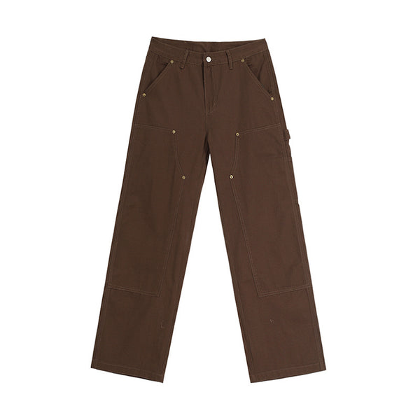 Loose Fit Straight Leg Work Pants - Cotton Carpenter Trousers