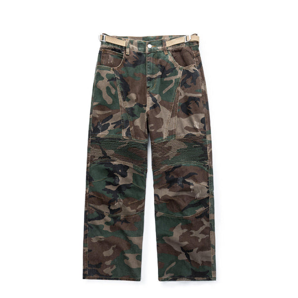 Moto Camo Cargo Pants - Straight Leg