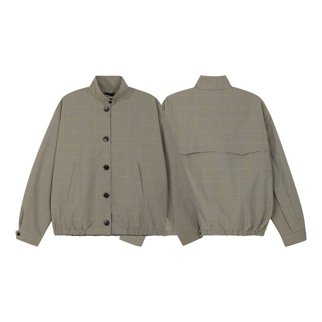 R9866美式复古小众高级感格子夹克街潮老钱风设计男式宽松外套