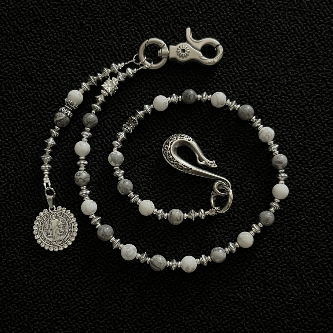 爱恩沃白灰色复古混搭珍珠手工商潮流牛仔腰链挂饰女裤链跨境街头cleanfit