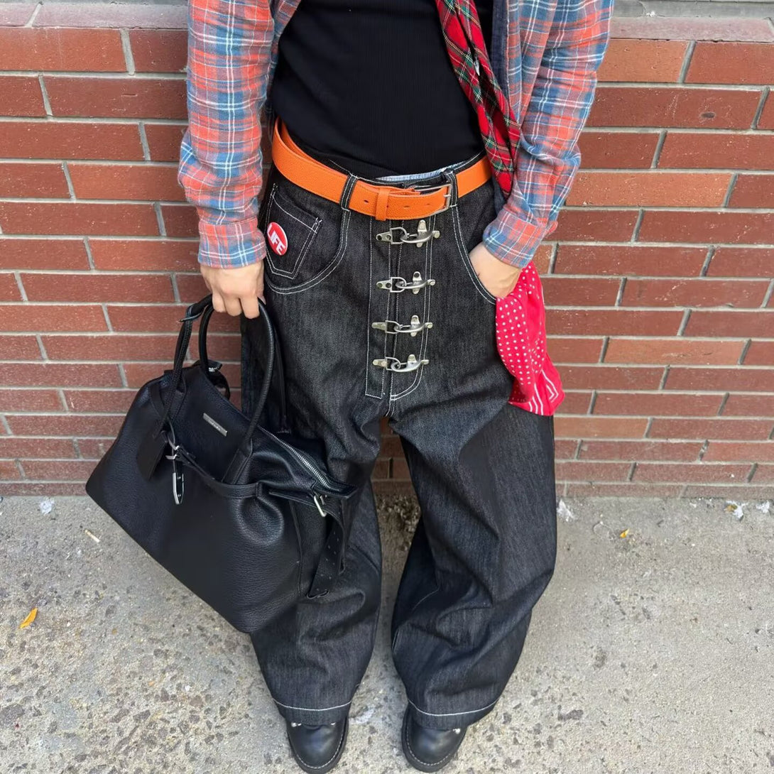 美式复古水洗牛仔裤男款直筒宽松束脚帅气高阶感裤子潮流百搭