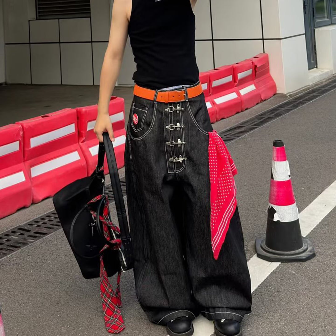 美式复古水洗牛仔裤男款直筒宽松束脚帅气高阶感裤子潮流百搭