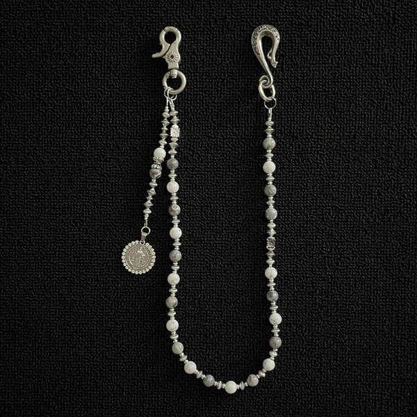 爱恩沃白灰色复古混搭珍珠手工商潮流牛仔腰链挂饰女裤链跨境街头cleanfit