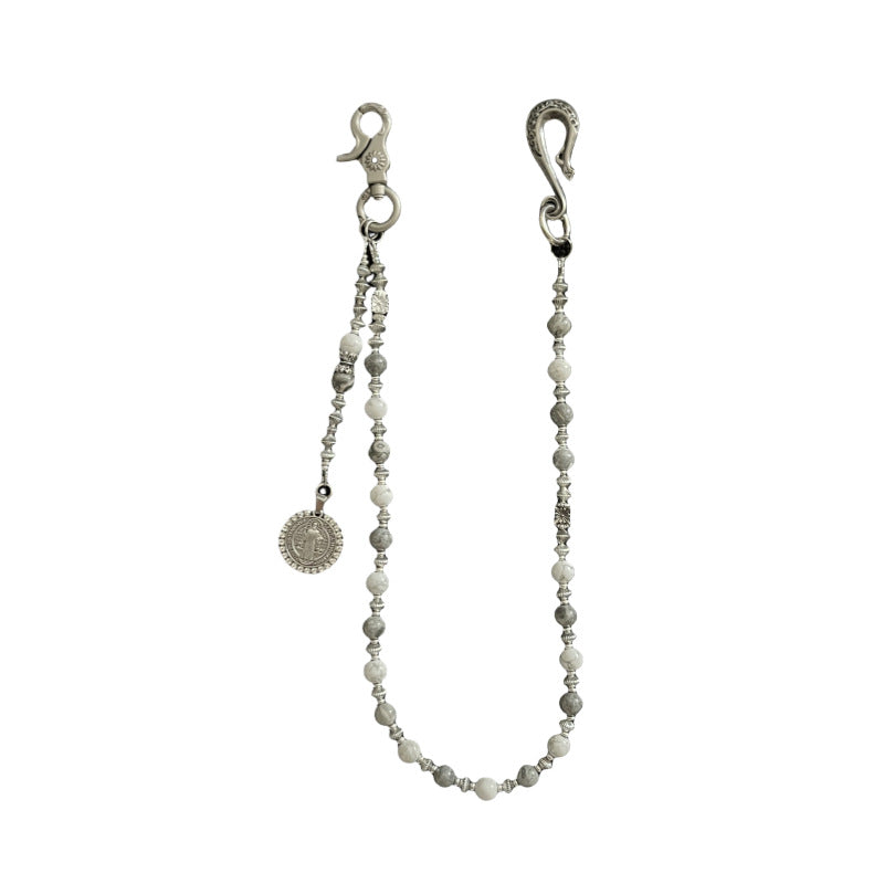 爱恩沃白灰色复古混搭珍珠手工商潮流牛仔腰链挂饰女裤链跨境街头cleanfit