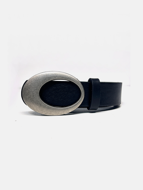 Oval Buckle Leather Belt
