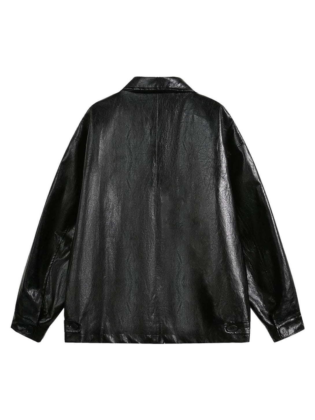Black leather jacket on a white background