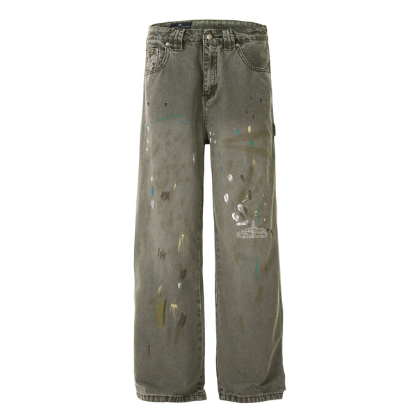 Paint Splatter Baggy Denim Jeans