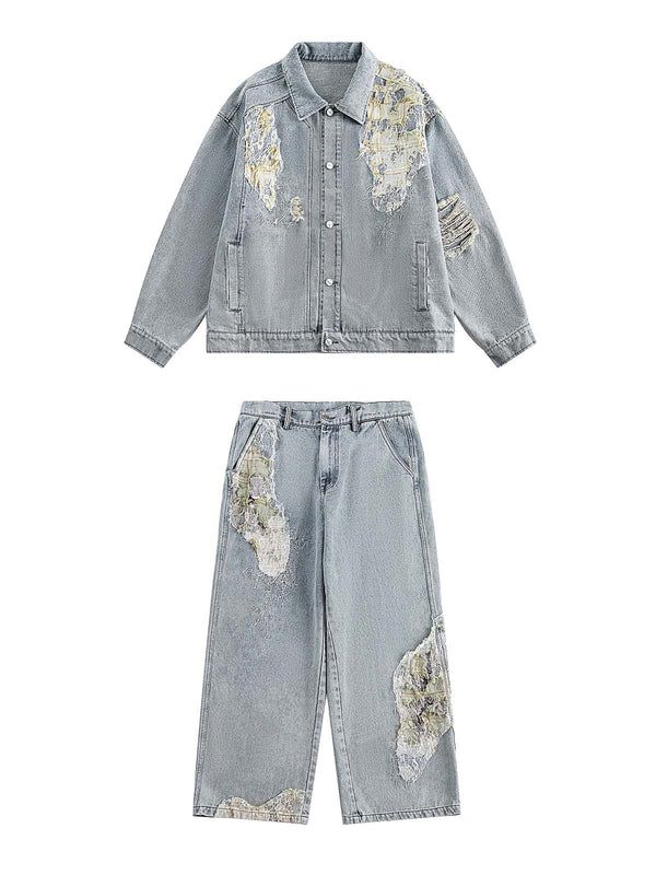 Patchwork Denim Set