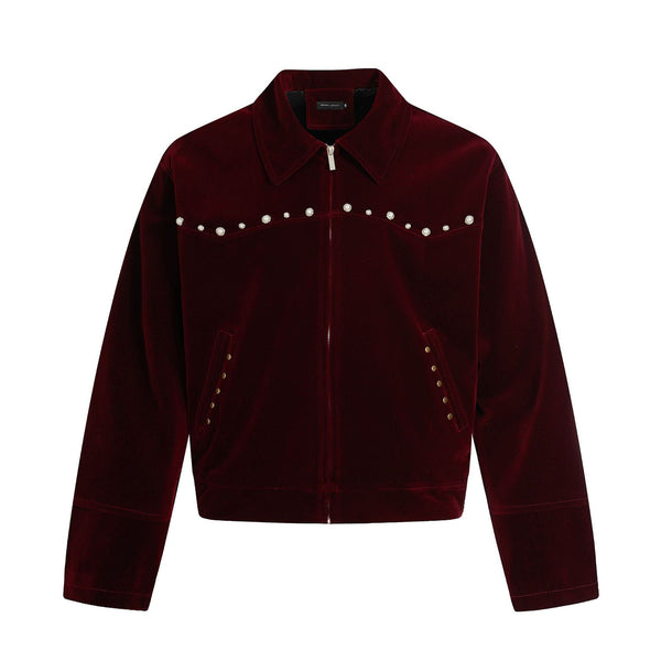 Pearl-Studded Velvet Jacket