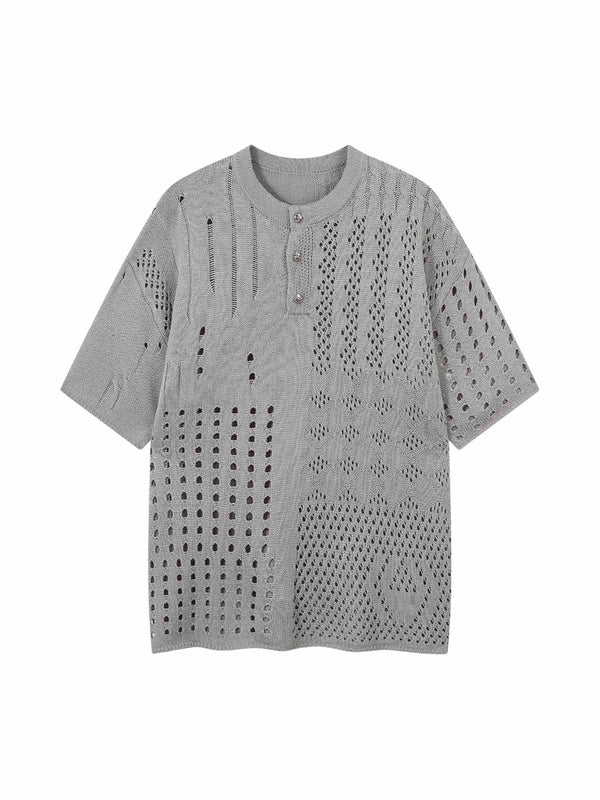 Perforated Knit Polo Shirt