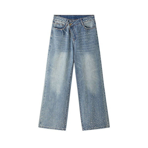 Rhinestone Embellished Flared Denim Jeans
