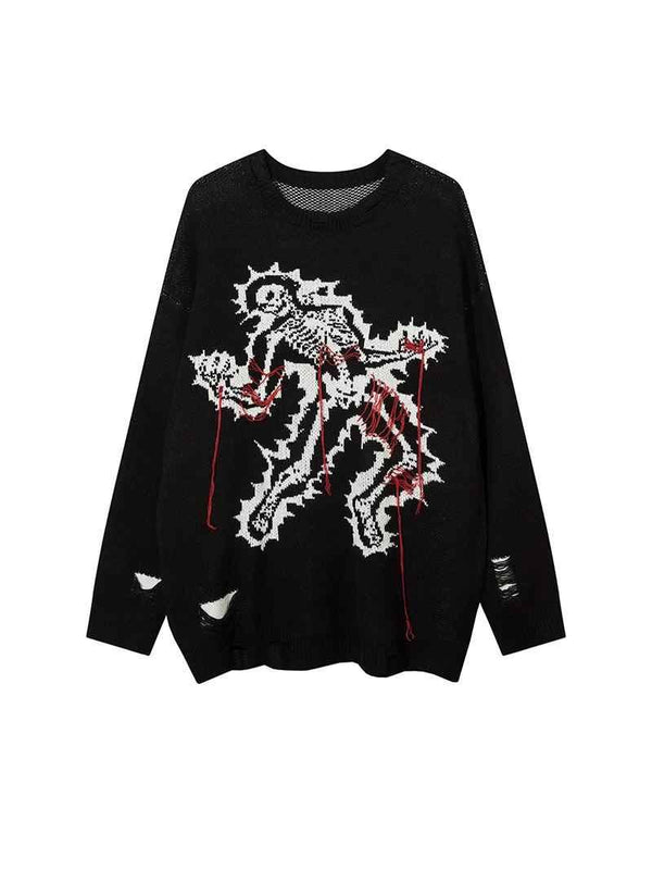 Skeleton Gothic Deconstructed Knit Sweater