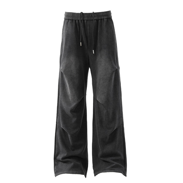 Smoked Pleated Wide Leg Sweatpants
