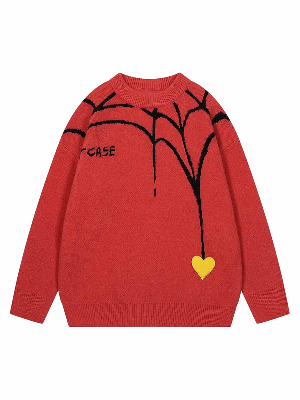 Spider & Heart Knit Crew Neck Sweater