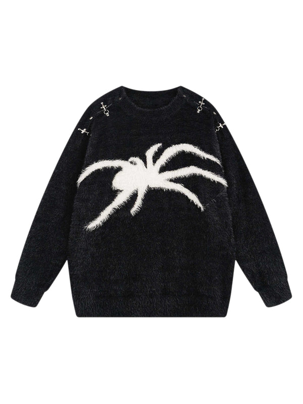 Spider Motif Knit Sweater with Hardware Details