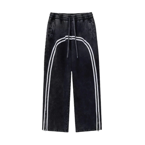 Stripe Loose Wide Leg Bleached Sweatpants