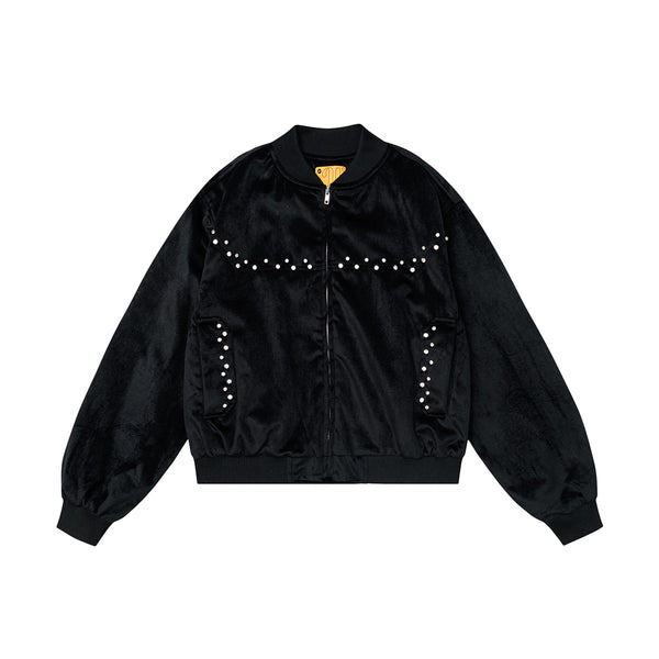 Studded Velvet Bomber