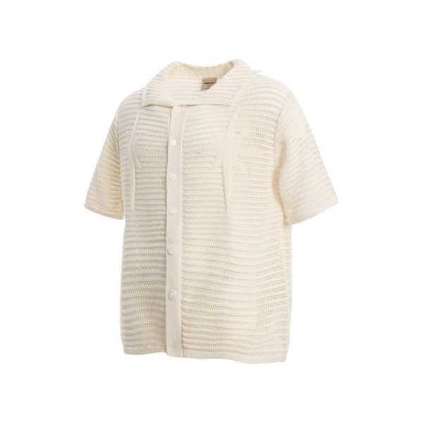 Textured Openwork Knit Shirt