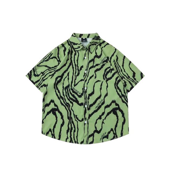 Tide Stroke Pattern Short Sleeve Shirt