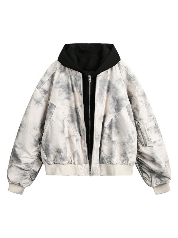 Tie-Dye Layered Bomber Jacket