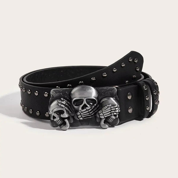 Triple Skull Studded Belt