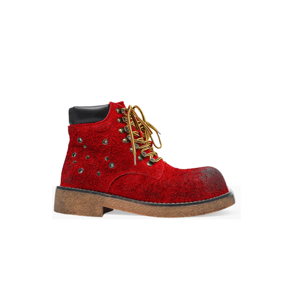 Studded Platform Martin Boots Vintage Workwear Ankle Boots with Metal Hardware