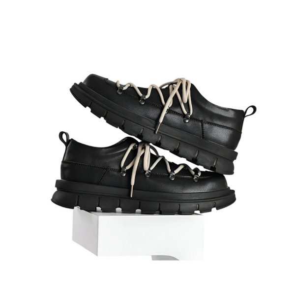 Cowhide Casual Shoes - Japanese Style Lace-Up Shoes