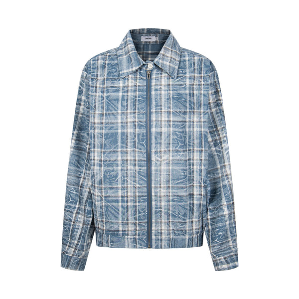 Vintage Plaid Zip Shirt Jacket