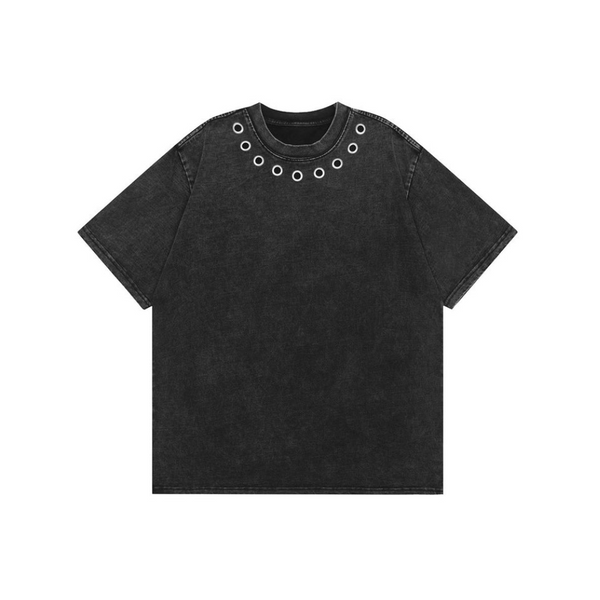 Warped Metal Vintage Wash T-Shirt, Pierced Detail Washed Tee