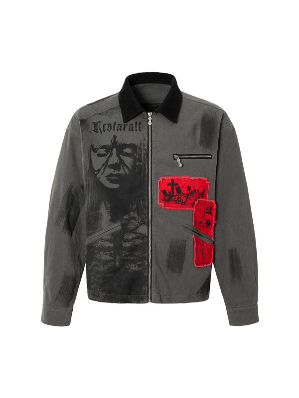 Wasteland Artistic Graphic Denim Jacket